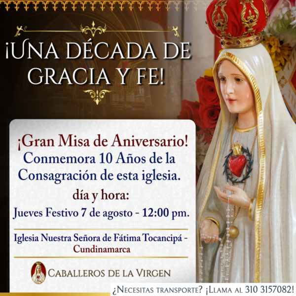 SERVICIO DE TRANSPORTE-Celebración 10 años dedicación Iglesia Tocancipa